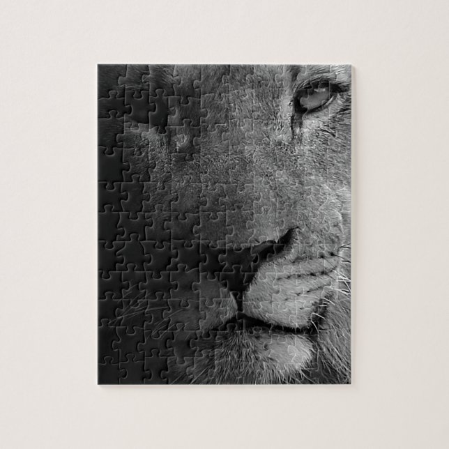 Schwarz-weißes Motivierend Leadership Lion Portrai Puzzle (Vertikal)