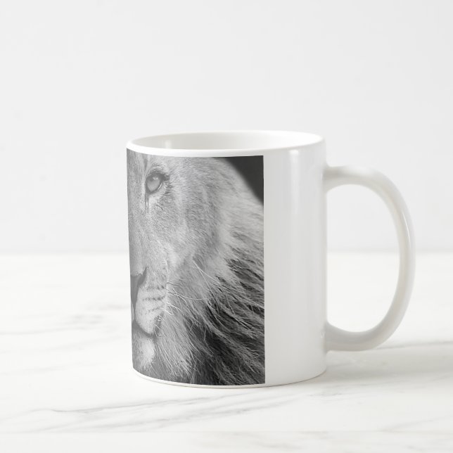 Schwarz-weißes Motivierend Leadership Lion Portrai Tasse (Rechts)