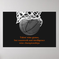 Schwarz-weißes Motivierend Zitat Basketball-Poster