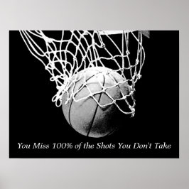 Schwarz-weißes Motivierend Zitat Basketball-Poster Poster