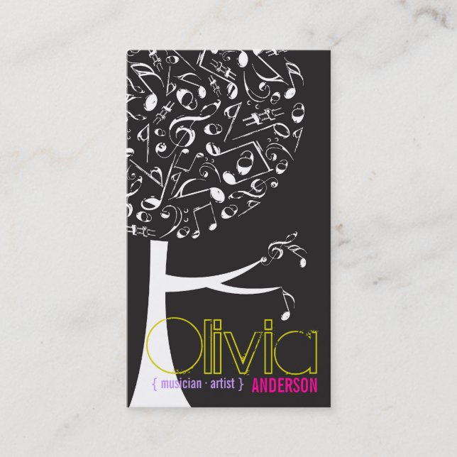 Schwarz-weißes Musik-musikalische Anmerkungs-Lied Visitenkarte (Vorderseite)