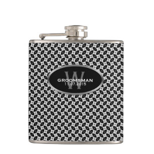Schwarz-weißes Muster Individuelle Name Hip Flask Flachmann