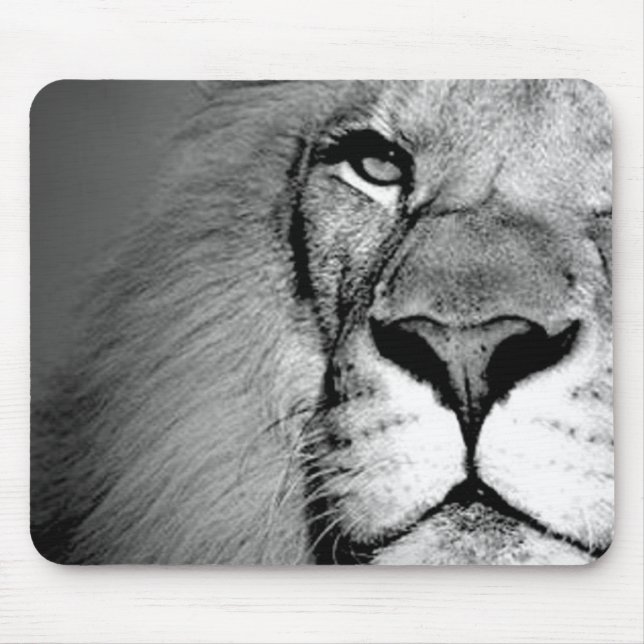 Schwarz-weißes Nah-up Lion Eye Mousepad (Vorne)