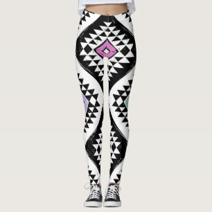 Schwarz-weißes Navajo Muster Leggings