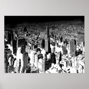 Schwarz-weißes New York City Panorama Poster