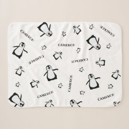 Schwarz-weißes Niedliches Penguin Personalisiertes Sherpadecke