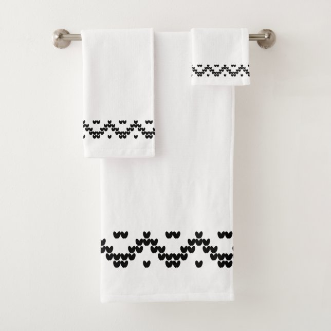 Schwarz-weißes norwegisches Bath-Set Badhandtuch Set (Insitu)