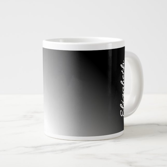 Schwarz-weißes Ombre Jumbo-Tasse (Vorderseite Rechts)