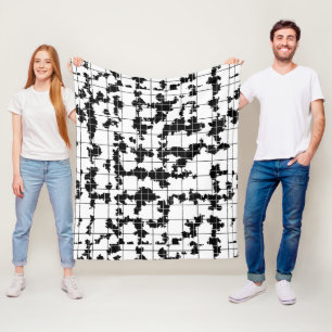 Schwarz-weißes organisches abstraktes Kunstdesign Fleecedecke