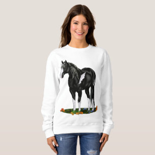 Schwarz-weißes Overo-Pinto-Pferd Sweatshirt