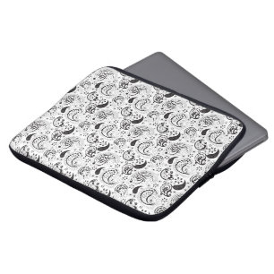 Schwarz-weißes Paisley-Muster – Elegante Textilkun Laptopschutzhülle