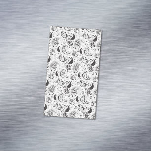 Schwarz-weißes Paisley-Muster – Elegante Textilkun Magnetische Visitenkarte