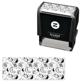 Schwarz-weißes Paisley-Muster – Elegante Textilkun Permastempel