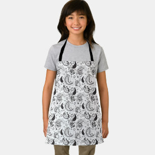 Schwarz-weißes Paisley-Muster – Elegante Textilkun Schürze