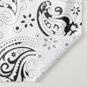 Schwarz-weißes Paisley-Muster – Elegante Textilkun Wandteppich