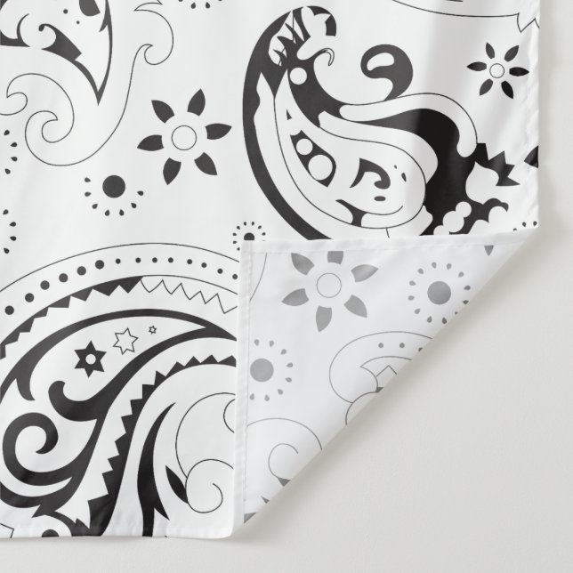Schwarz-weißes Paisley-Muster – Elegante Textilkun Wandteppich (Detail)