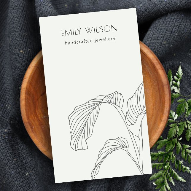 Schwarz-weißes Palmblätterblatt Schmuckstück Visitenkarte (Von Creator hochgeladen)