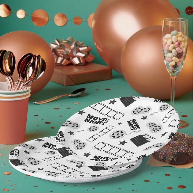 Schwarz-weißes Party Pappteller (Multi)