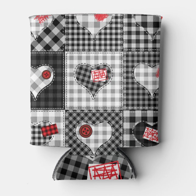 Schwarz-weißes Patchwork ist nahtlos. Dosenkühler (Vorderseite)