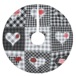 Schwarz-weißes Patchwork ist nahtlos. Polyester Weihnachtsbaumdecke