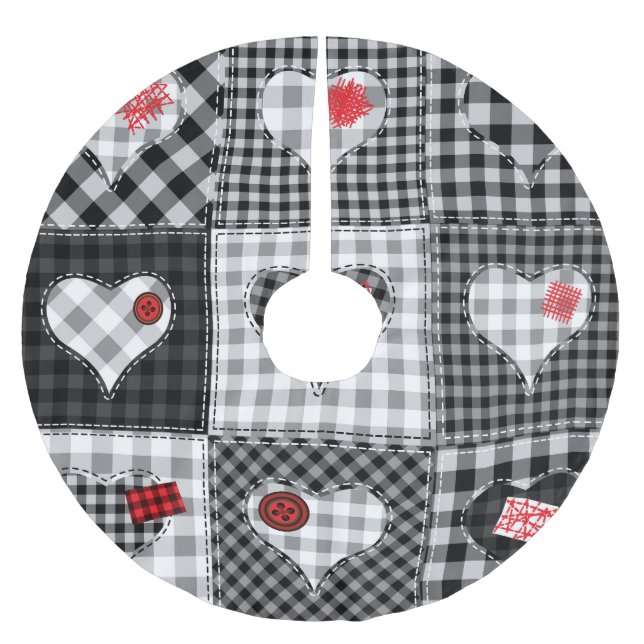 Schwarz-weißes Patchwork ist nahtlos. Polyester Weihnachtsbaumdecke (Vorderseite)