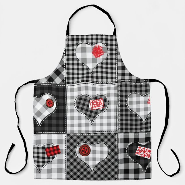 Schwarz-weißes Patchwork ist nahtlos. Schürze (Vorderseite)