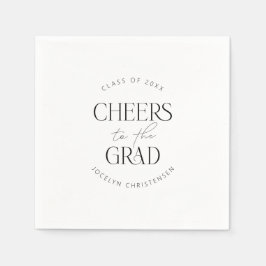 Schwarz-weißes Personalisiertes Cheers Grad Party Serviette