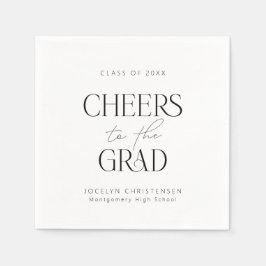 Schwarz-weißes Personalisiertes Cheers Grad Party Serviette