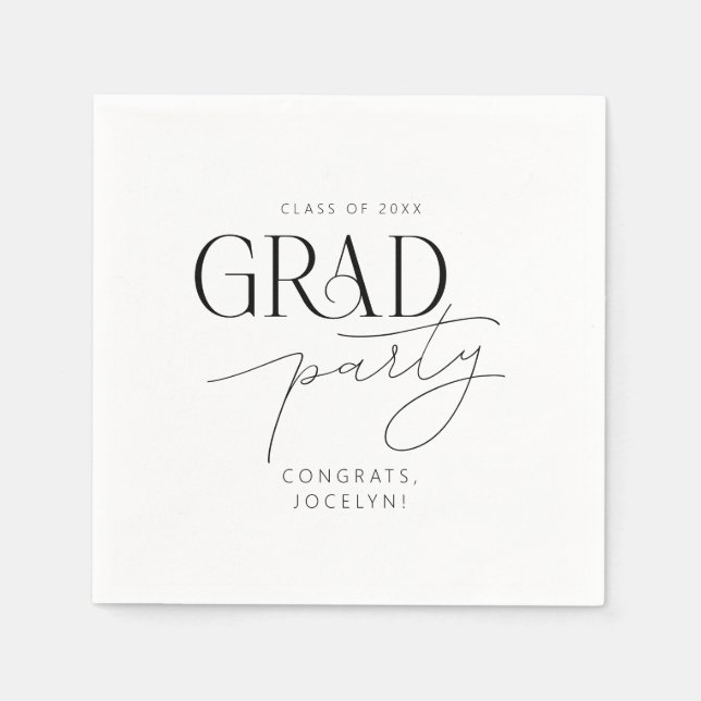 Schwarz-weißes Personalisiertes Minimalistisches P Serviette (Vorderseite)