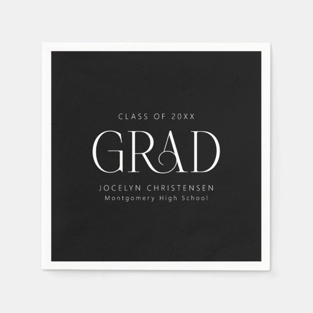 Schwarz-weißes Personalisiertes Minimalistisches P Serviette (Vorderseite)