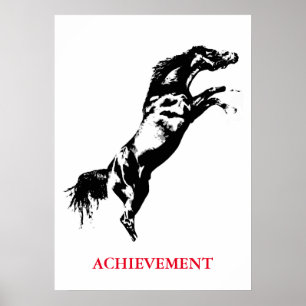 Schwarz-weißes Pferd mit Inspiration Poster