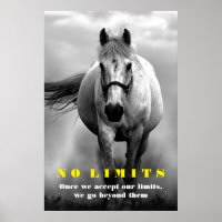 Schwarz-weißes Pferd Motivierend No Limits Artwork