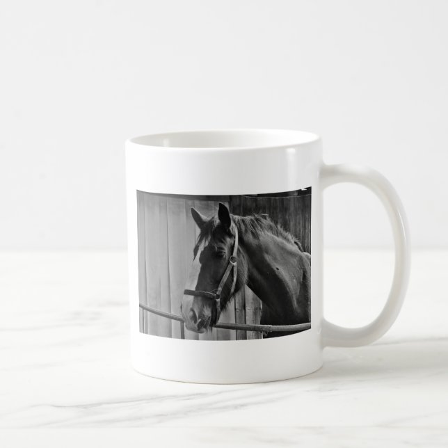 Schwarz-weißes Pferd - Tierfotografie Tasse (Rechts)