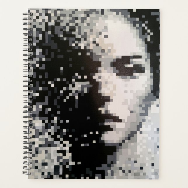 Schwarz-weißes Pixelgesicht Planer (Vorderseite)