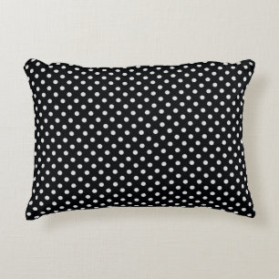 Schwarz-weißes Polka Dots Muster Dekokissen