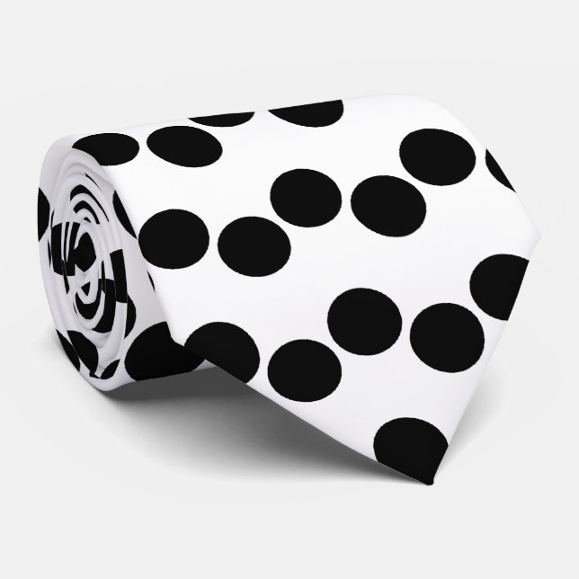 Schwarz-weißes Polka Dots Muster Krawatte (Gerollt)