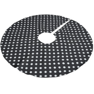Schwarz-weißes Polka Dots Muster Polyester Weihnachtsbaumdecke