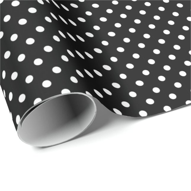Schwarz-weißes Polka Dots Wrapping Paper Geschenkpapier (Rolleneckpunkt)