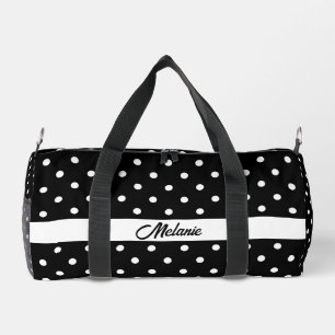 Schwarz-weißes Punkte-Namen-Muster hübsch Duffle Bag