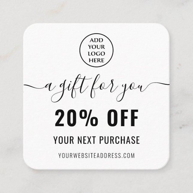 Schwarz-weißes QR-Loyalty-Business-Logo Rabattkarte (Vorderseite)