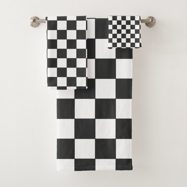 Schwarz-weißes Quadrat Badhandtuch Set (Insitu)