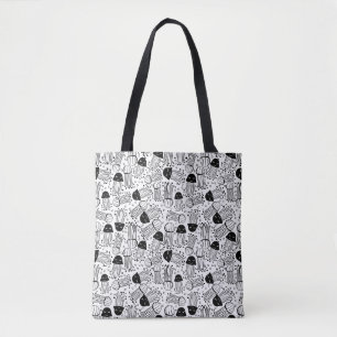 Schwarz-weißes Quallenmuster mit Doodle-Design