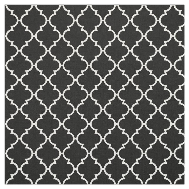 Schwarz-weißes Quatrefoil Muster Stoff (Muster)