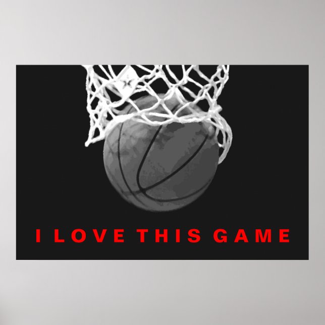 Schwarz-weißes Red Basketball Liebe Game Poster (Vorne)