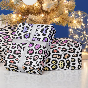 Schwarz-weißes Regenbogenmuster aus modischem Leop Geschenkpapier