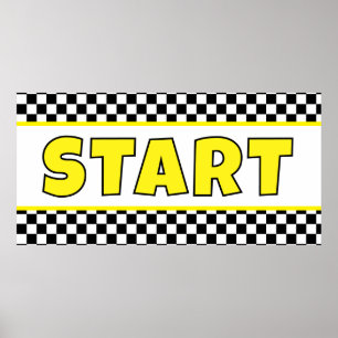 Schwarz-weißes Rennstartlinienbanner Poster