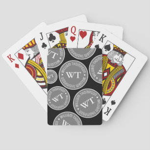 Schwarz-weißes Repeat Circle Monogramm Spielkarten