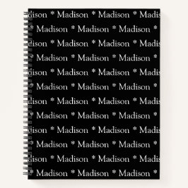 Schwarz-weißes Rezept für benutzerdefinierte Namen Notizbuch