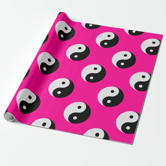Schwarz-weißes rosa Yang Geschenkpapier (Ungerollt)