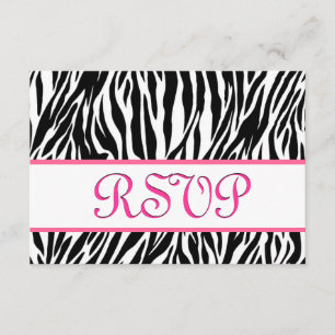 Schwarz-weißes rosa Zebra UAWG personalisierte RSVP Karte